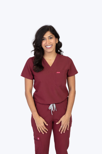 Burgundy Sequi Scrub Top 2
