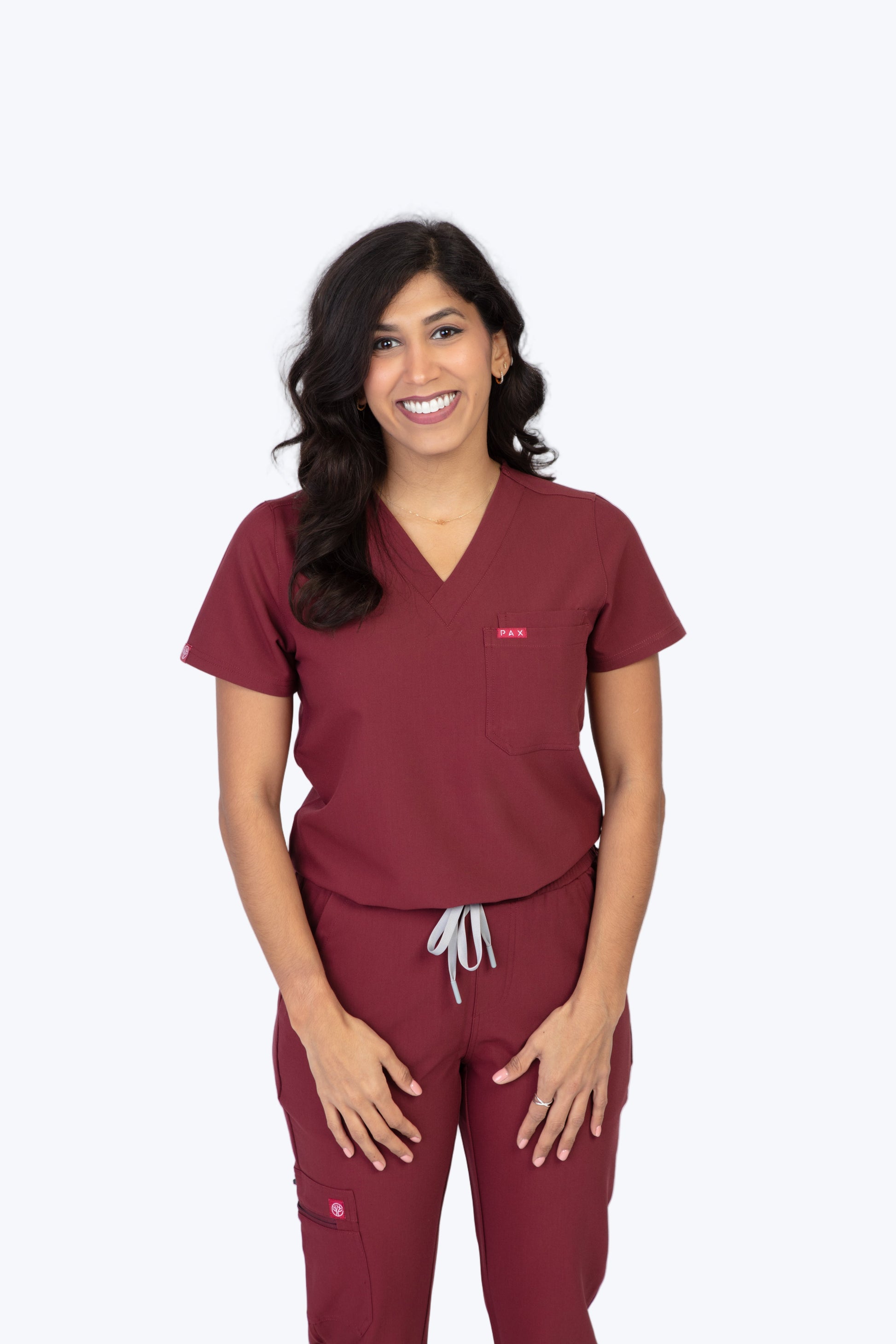 Burgundy Sequi Scrub Top 1