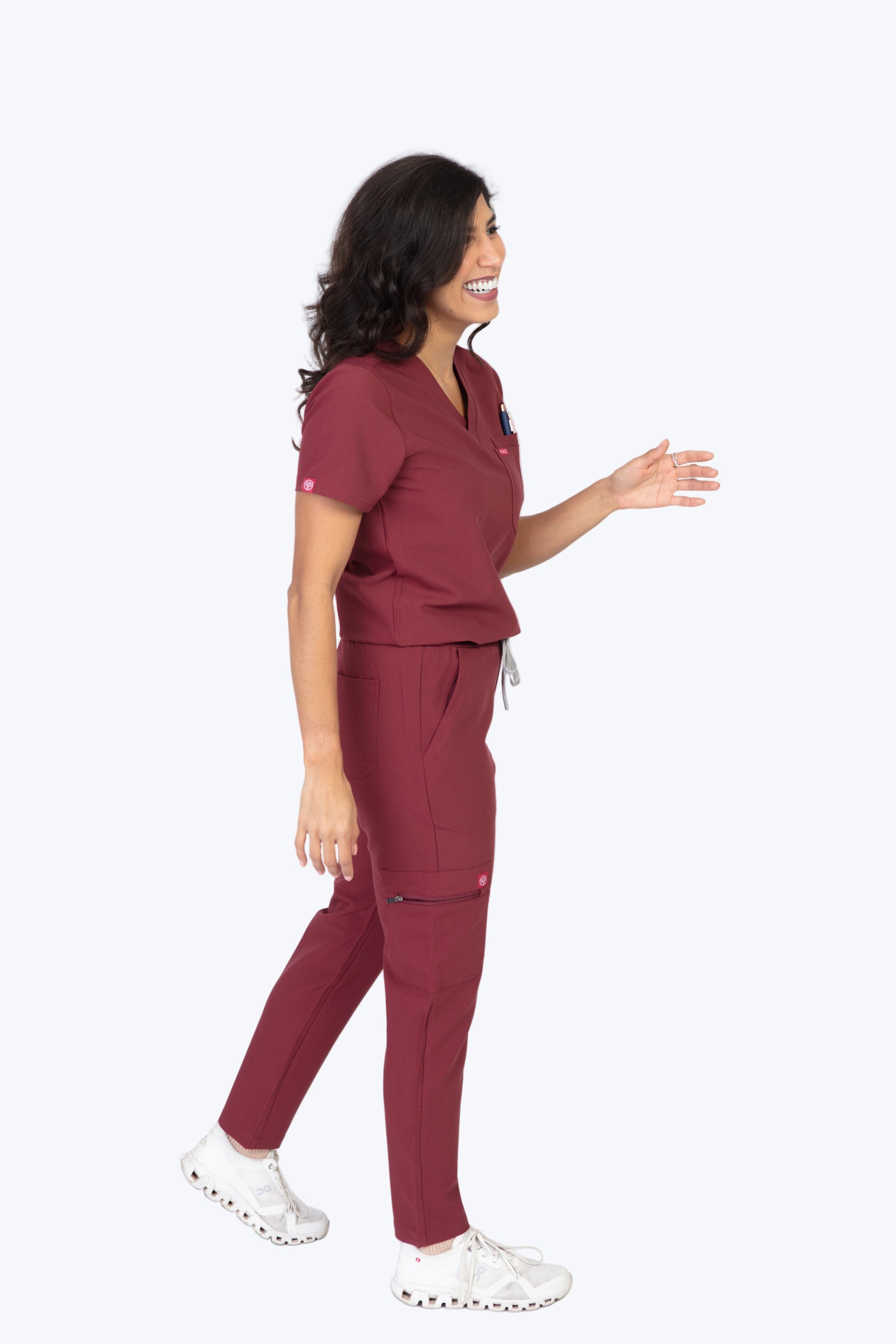 Burgundy Sequi Scrub Top 4