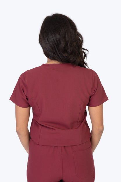 Burgundy Sequi Scrub Top 5