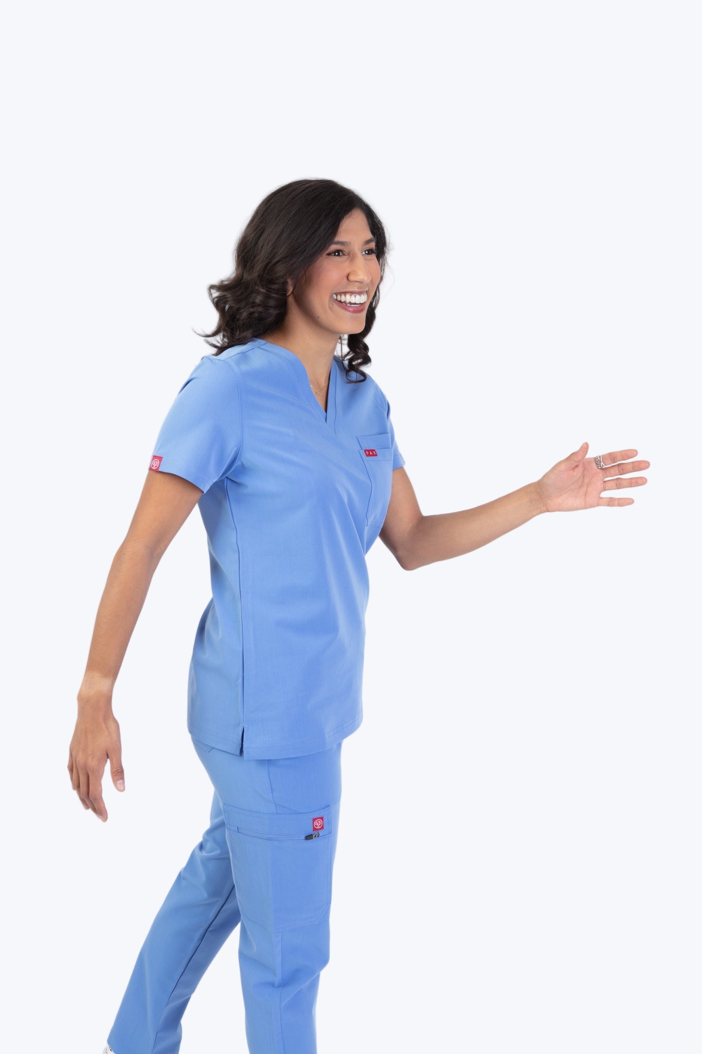 Ceil Blue Sequi Scrub Top 3