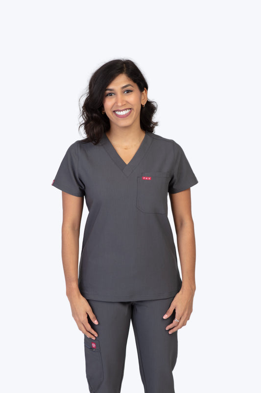 Grey Sequi Scrub Top 1