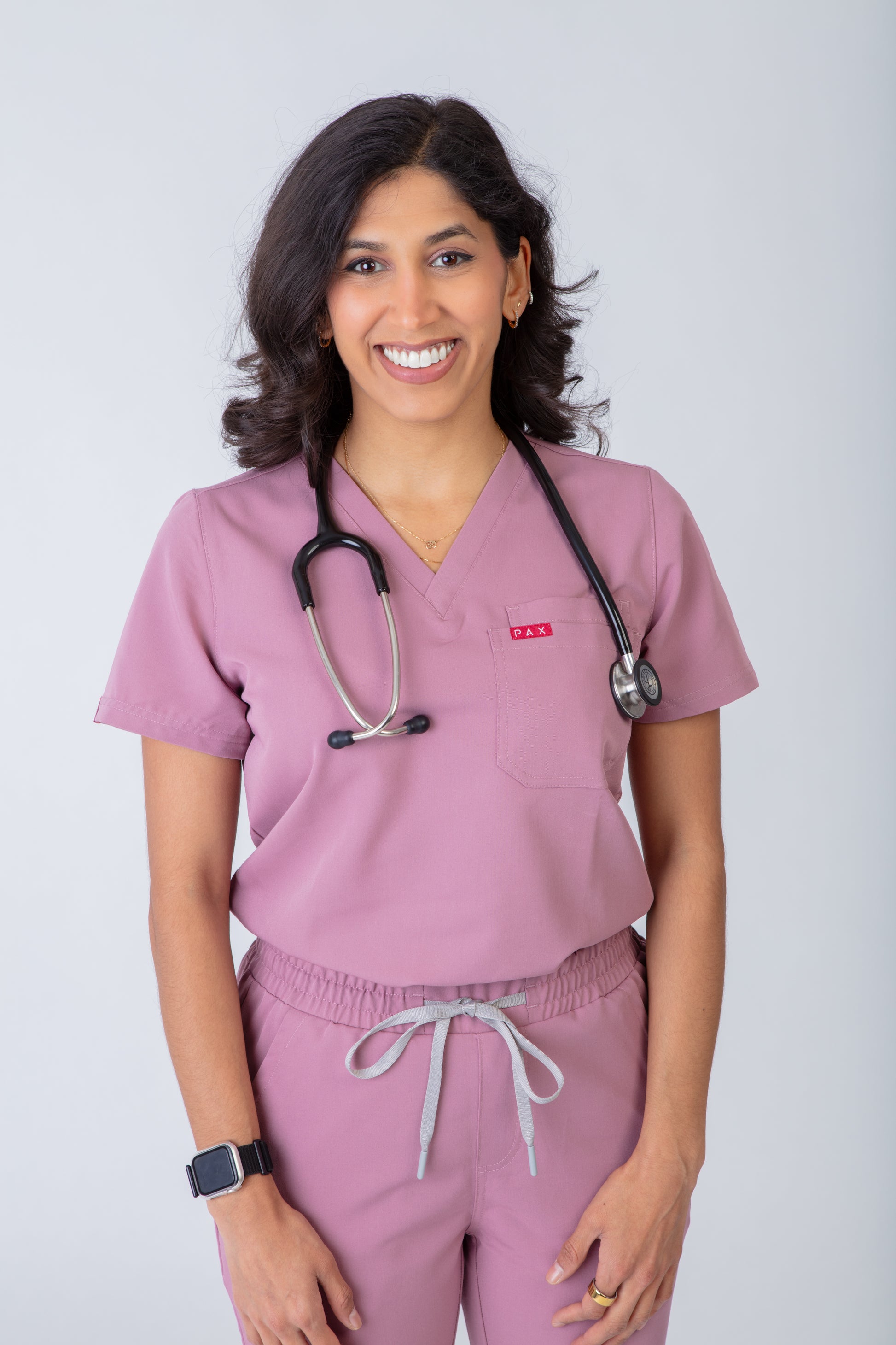 Pink Sequi Scrub Top 1
